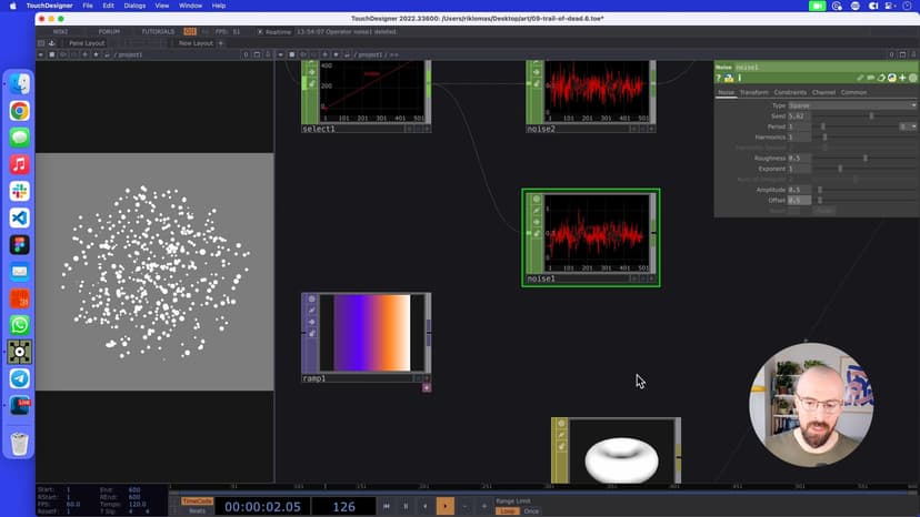 By converting a Ramp TOP to its base channels using a TOP To CHOP, we can merge in extra information about the shapes which we wouldn't be able to do with other TouchDesigner operators.