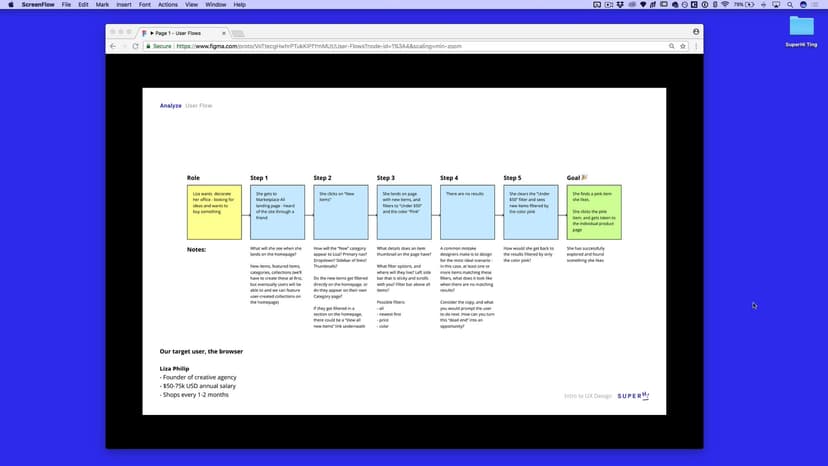 User flows: Liza