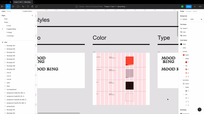 Project 1: Implementing Styles + Working on Mood Ring’s Pattern Library