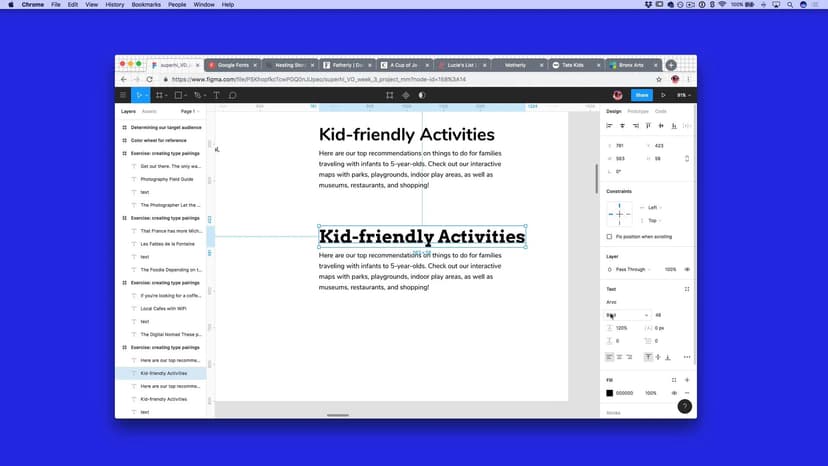 Exercise: Choosing typefaces for families