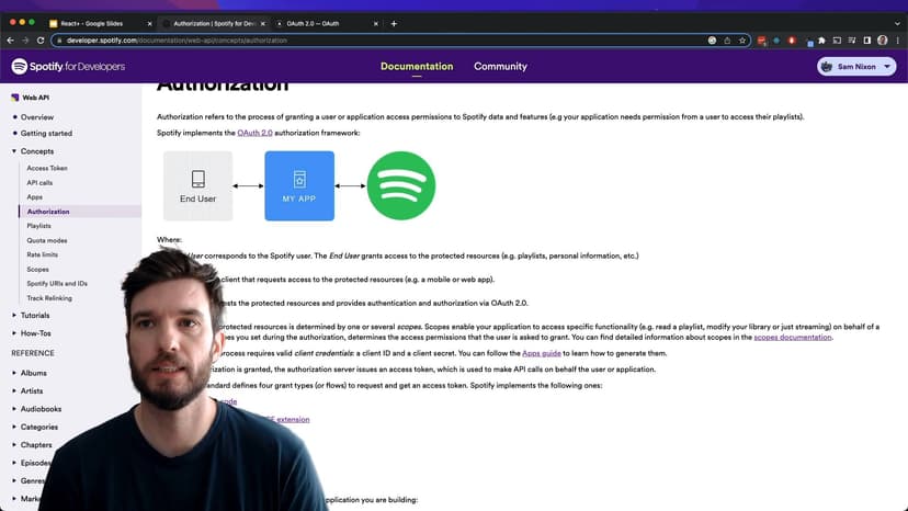 That we have the structure for our application in place, let’s take a look at the Spotify API. How does it work? And how does Spotify know that we are trustworthy recipients of their users data? Enter: authorisation.