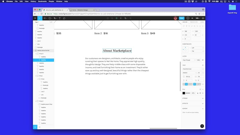 Home page wireframe: adding sections + spacing between