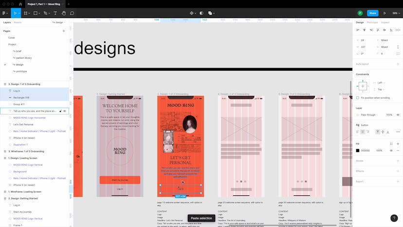 Project 1: Designing Remaining Onboarding Screens for Mood Ring