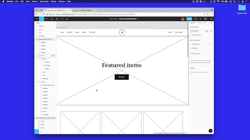 Home page wireframe: products component and proximity