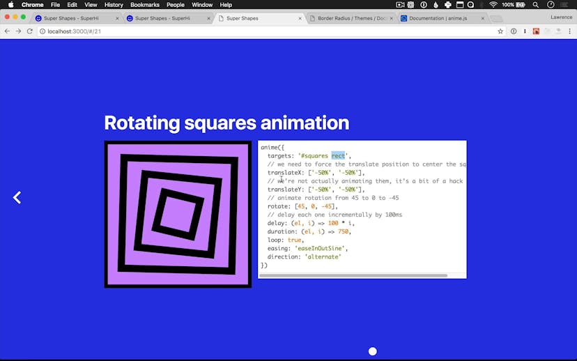 Creating our square tunnel animation using SVG rects