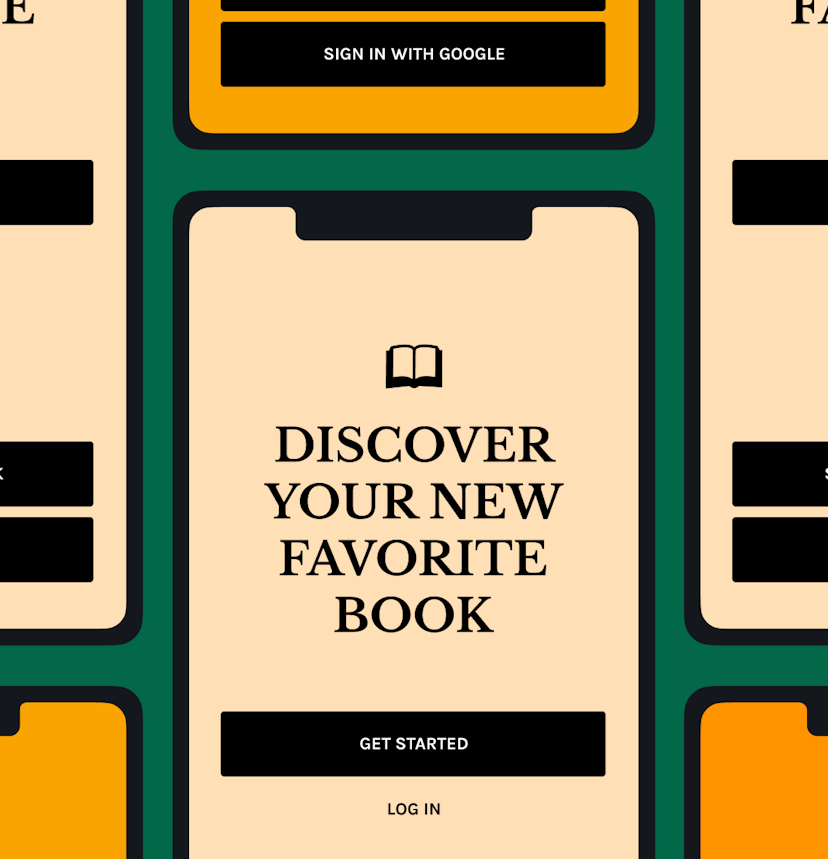 Page Turner is an app that helps you find, collect, and share books you love. You can get curated book recommendations based on your interests. Use our wireframes as a starting point to design your own mobile onboarding flow!